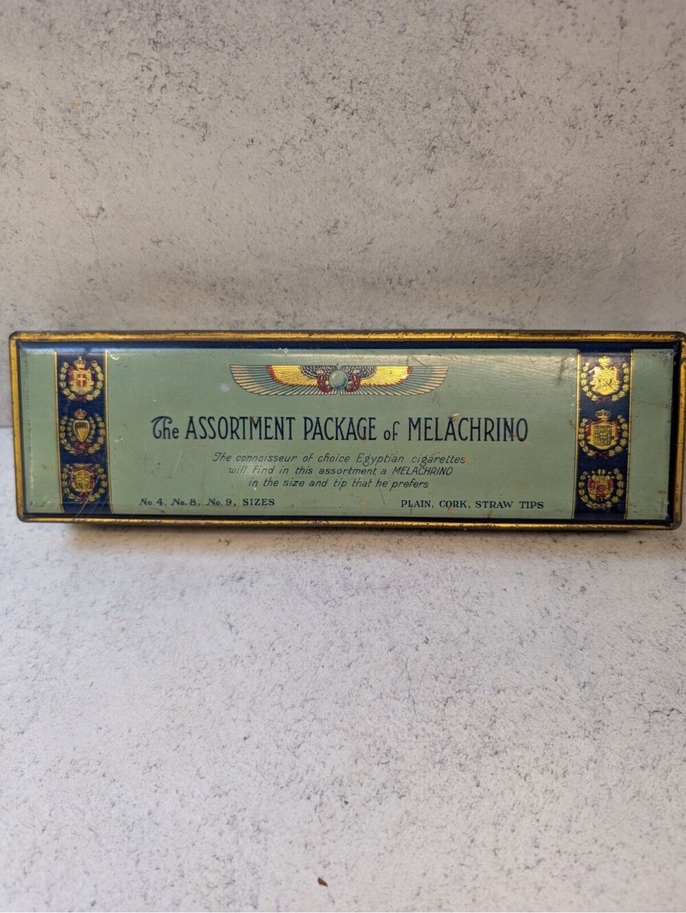 Vintage Melachrino Assortment Tin Egyptian Blend Long Storage Box